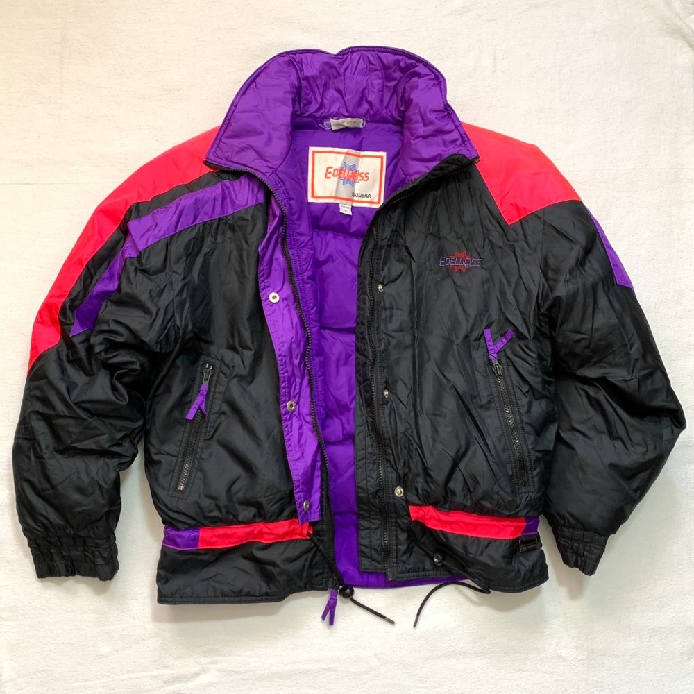 Edelweiss Skiwear Women's Ski Snow Puffer Jacket Down Insulated Size M Black